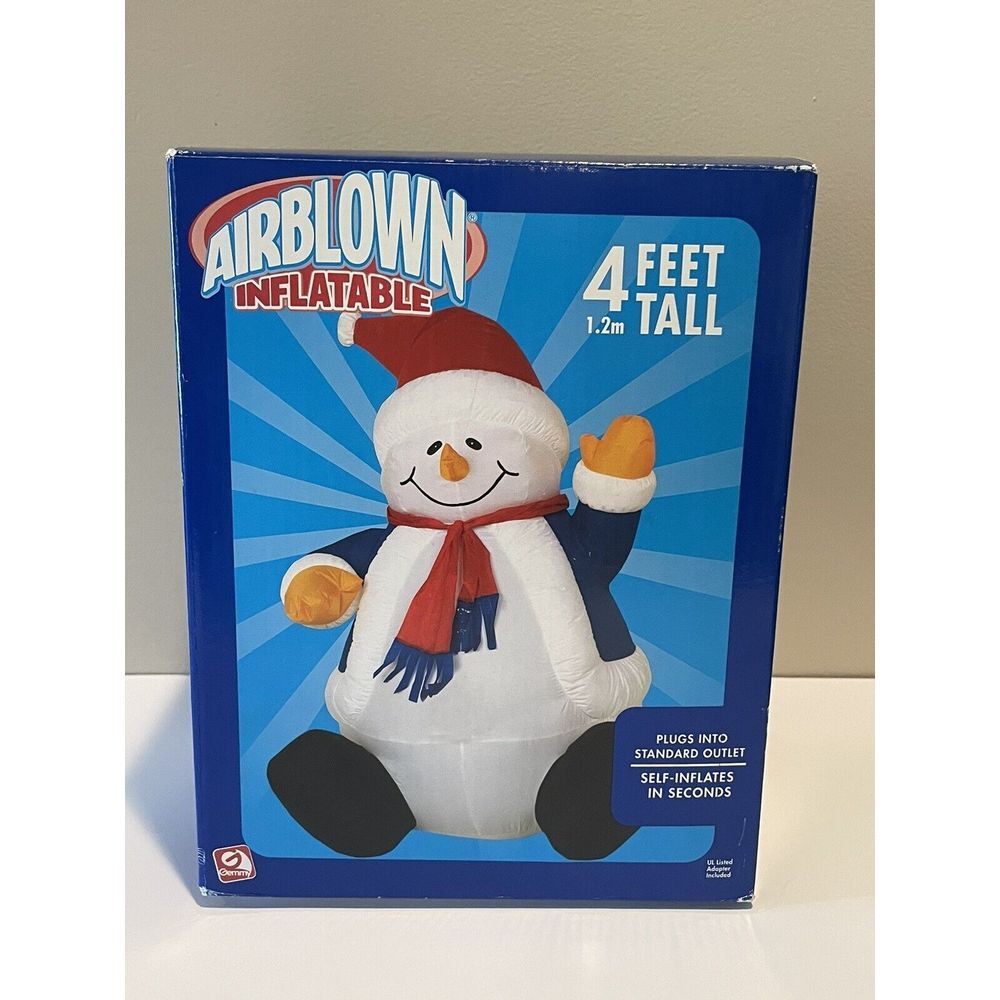 Vintage Gemmy 4 Foot Airblown‎ Inflatable Snowman Outdoor Decoration
